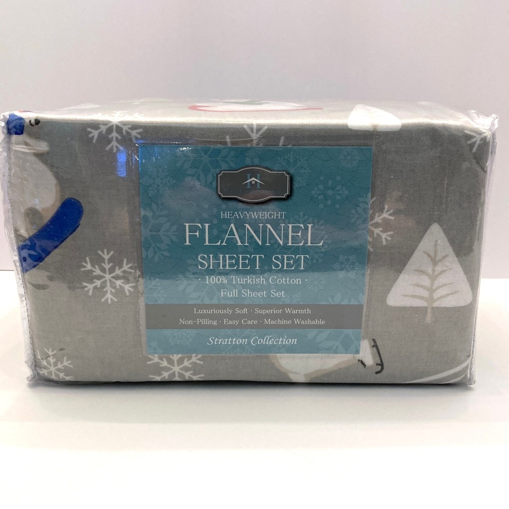 Flannel Sheet Set Full Size Gray Polar Bears Turkish Cotton Home Fashion Designs